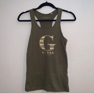 Guess military green beaded tank top